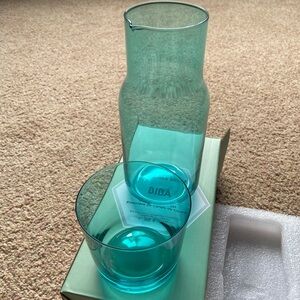 Jonathan Adler Biba Teal Bedside Carafe and Tumbler Set